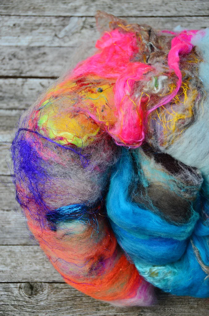 Hand Carded Art Batt using a Strauch Mad Batt'r - 222 Handspun