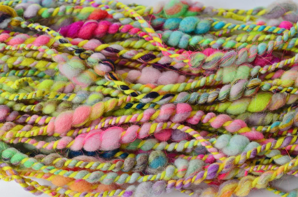 Handspun Art Yarn - Beehive Coils - 222 Handspun