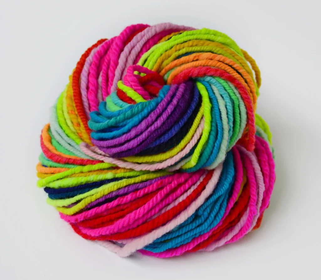 Neon Rainbow N Ply Bulky Handspun Art Yarn - 222 Handspun