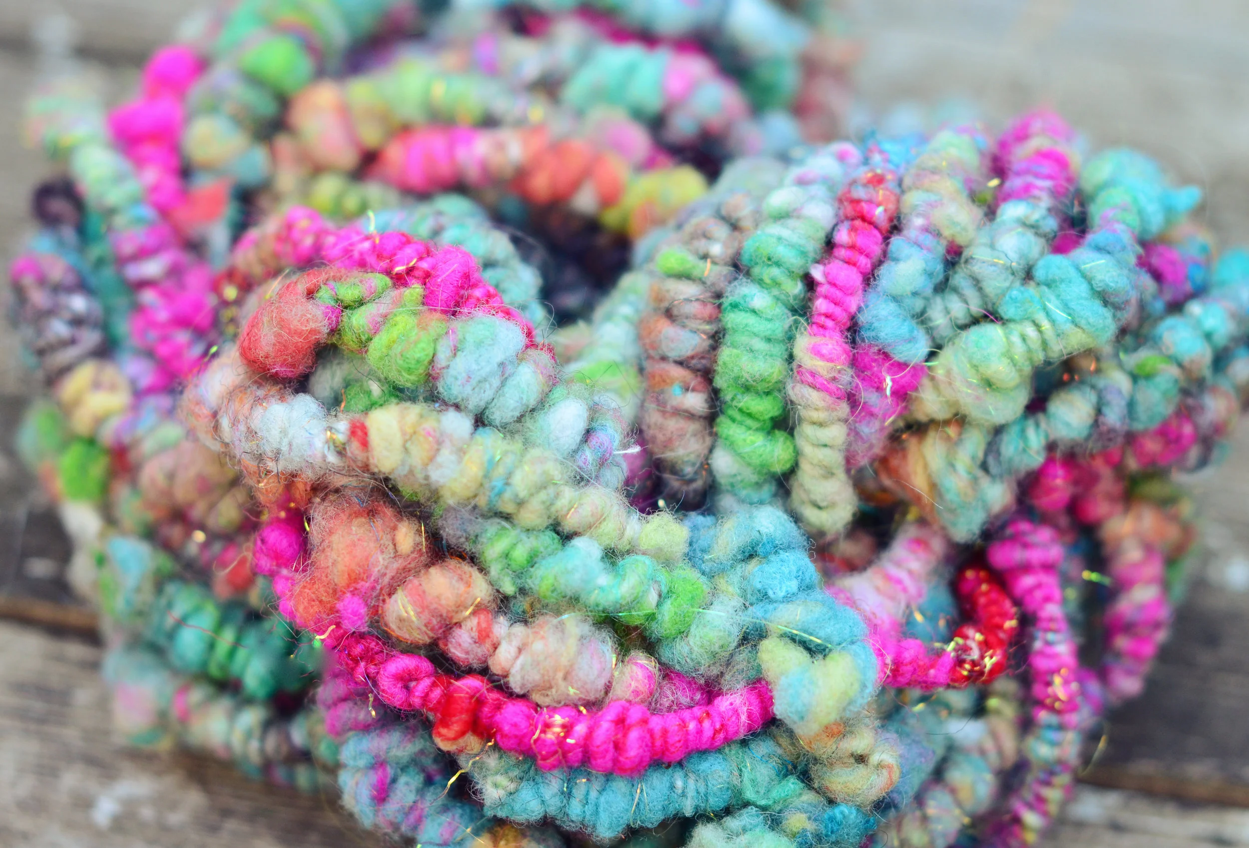 Handspun Art Yarn - Super Coils - 222 Handspun