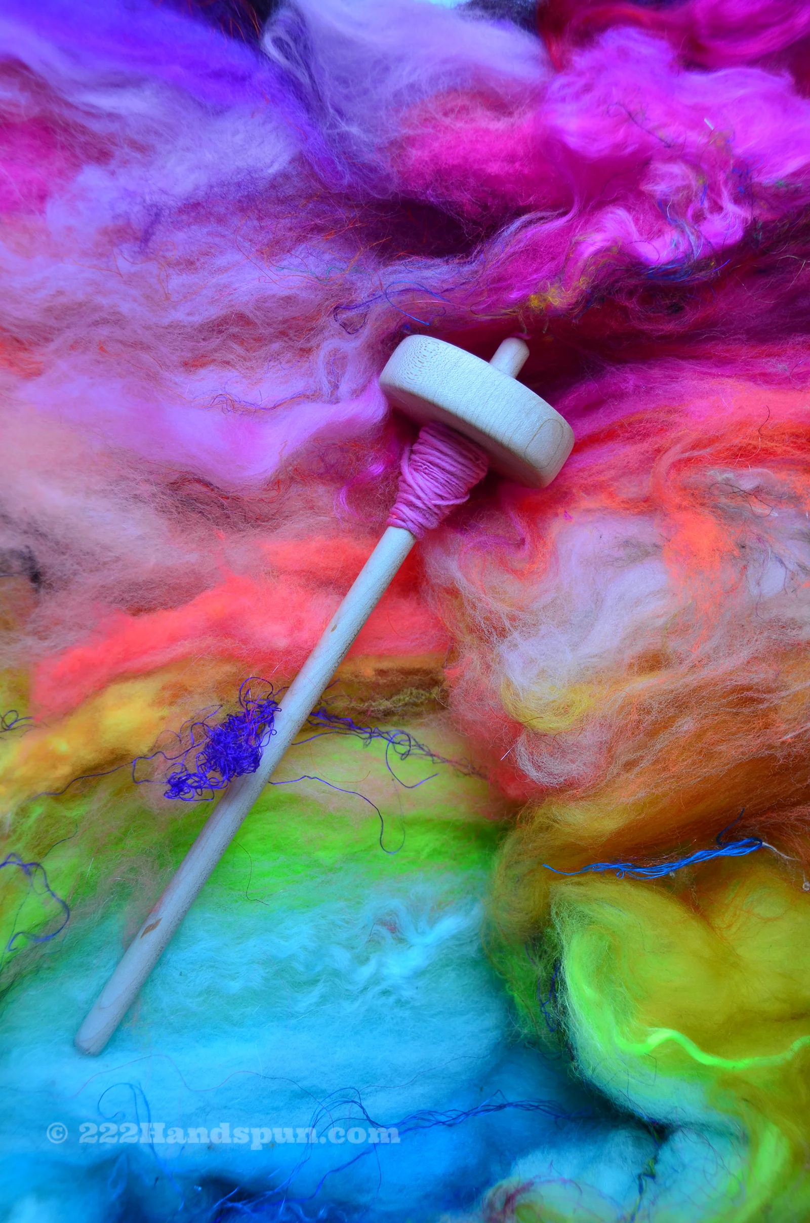 drop spindle and art batt - 222 Handspun