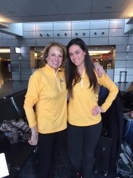 As the Director of Student Success, I get the opportunity to support our sales team pretty frequently. I share our Student Success mission, opportunities and stories.... as well as wear matching outfits with our CEO Lisa when we are ready to relax and show school spirit on our way home :) #wewon