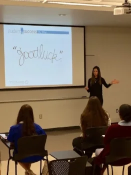 I absolutely love getting to visit students in their classroom. I do this frequently, but do not go with the objective of recruiting them. I share my story and usually bring some colleagues with me. I just want them to know that the Chartwells and Compass Group organization is right here on campus, and their are so many opportunities for them, from paid, relevant internships to support graduating on time... to succession planning and having a position as soon as you graduate!