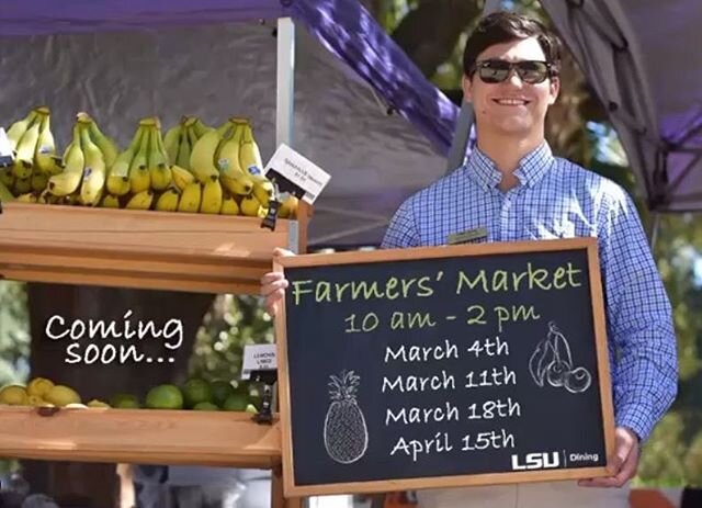 March is National Nutrition Month and our interns at LSU are hosting Farmer's Markets Wednesdays this month. Tune in next week for live coverage of the market and how to hack the hall with the produce from the market.  #NationalNutritionMonth #wellne