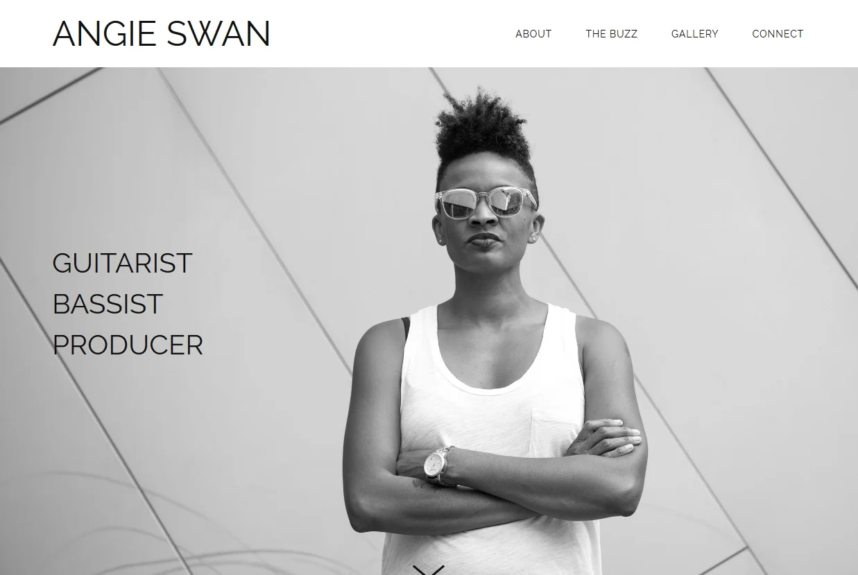 Angie Swan is a phenomenal guitarist and bassist who has worked for and toured with CeeLo Green, Will.i.am, Fifth Harmony, Macy Gray, and Cirque du Soleil to name a few. Since March 2018, Angie has been the guitarist for David Byrne’s (Talking Heads) American Utopia tour. Angie and I worked together remotely and in less than seven days we launched this incredible site! ANGIESWAN.COM