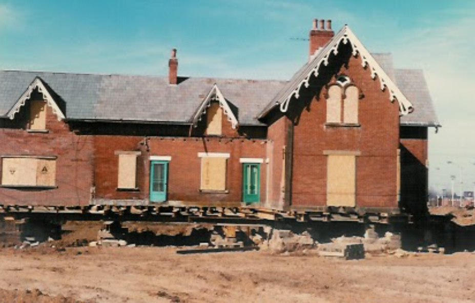 The Davis-Shai House in Heath, Ohio boarded up to be moved to its new location.