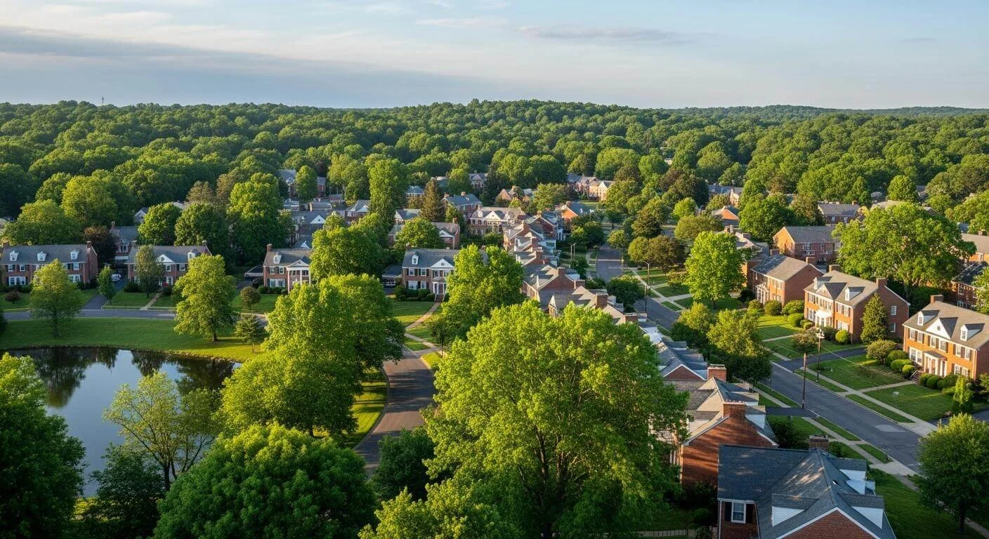 Greenbelt MD community center and Roosevelt Center town square with shops and gathering spaces