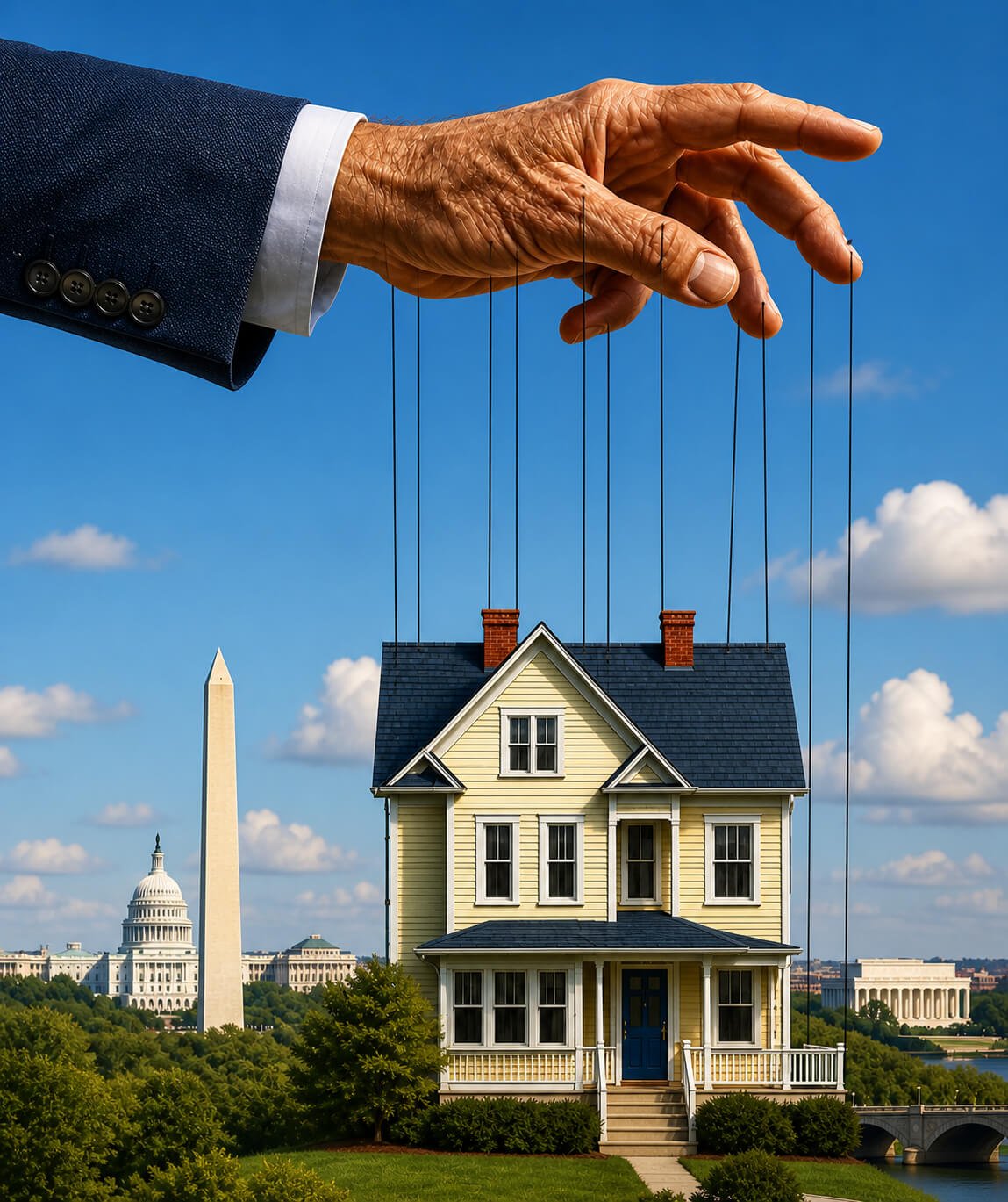 First-time home buyer guide in Washington DC Maryland and Northern Virginia showing a home controlled by strings, illustrating the importance of choosing the right buyer’s agent