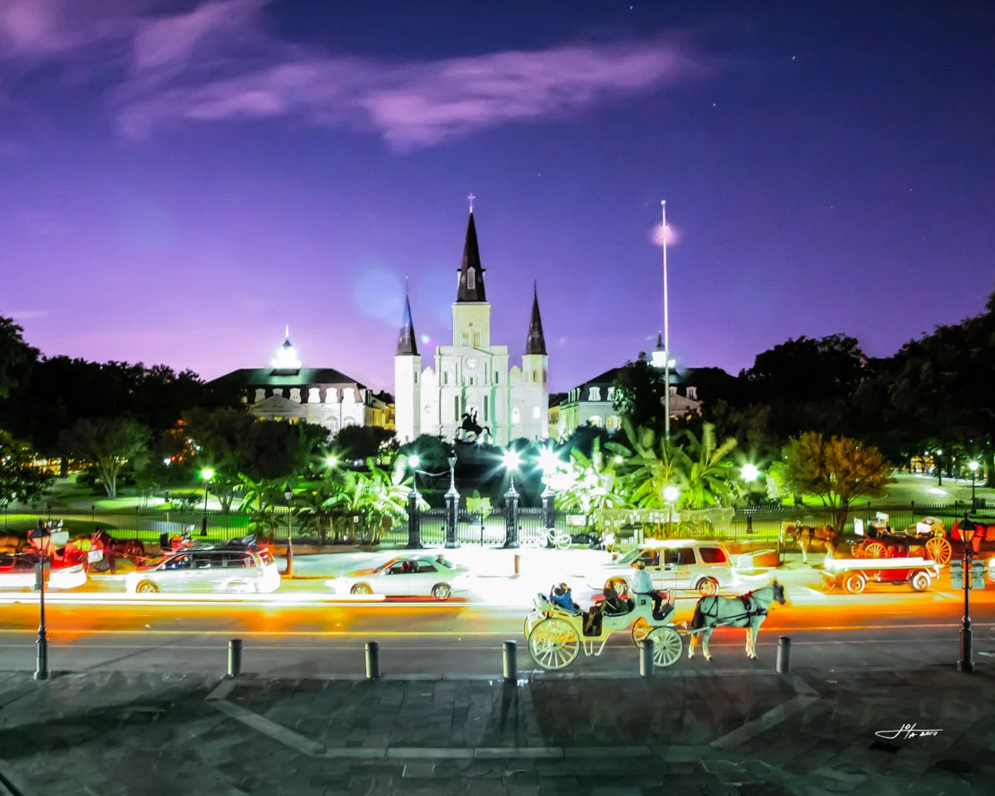 Historic Jackson Square In Night Lights Art Print