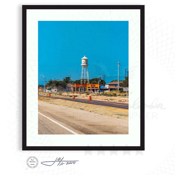 Texas Main Street with Water Tower  - Limited Edition Fine Art Photography