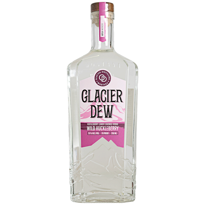 Bottle of Glacier Dew Wild Huckleberry lemon vodka without background.