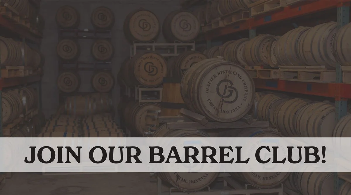 A graphic with our barrels resting in a dark opacity and text that reads Join Our Barrel Club!