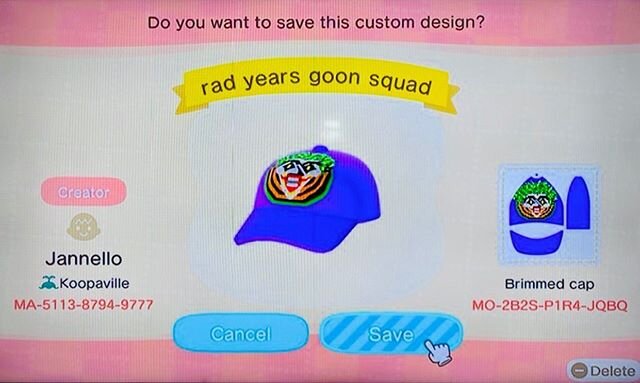 Hey gang, if you play Animal Crossing New Horizons On switch, you can wear a Rad Years Goon Hat now, thanks to @311autumn for doing the work to make this awesome hat!  #animalcrossing