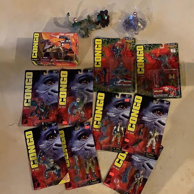 This is my Congo action figure collection.  I have everything but the net trap vehicle.  I even have the mail away gorilla.  Hopefully on Wednesday I can get a case fresh collection from @zombiesailorstoys and open these bad boys up and make that Con