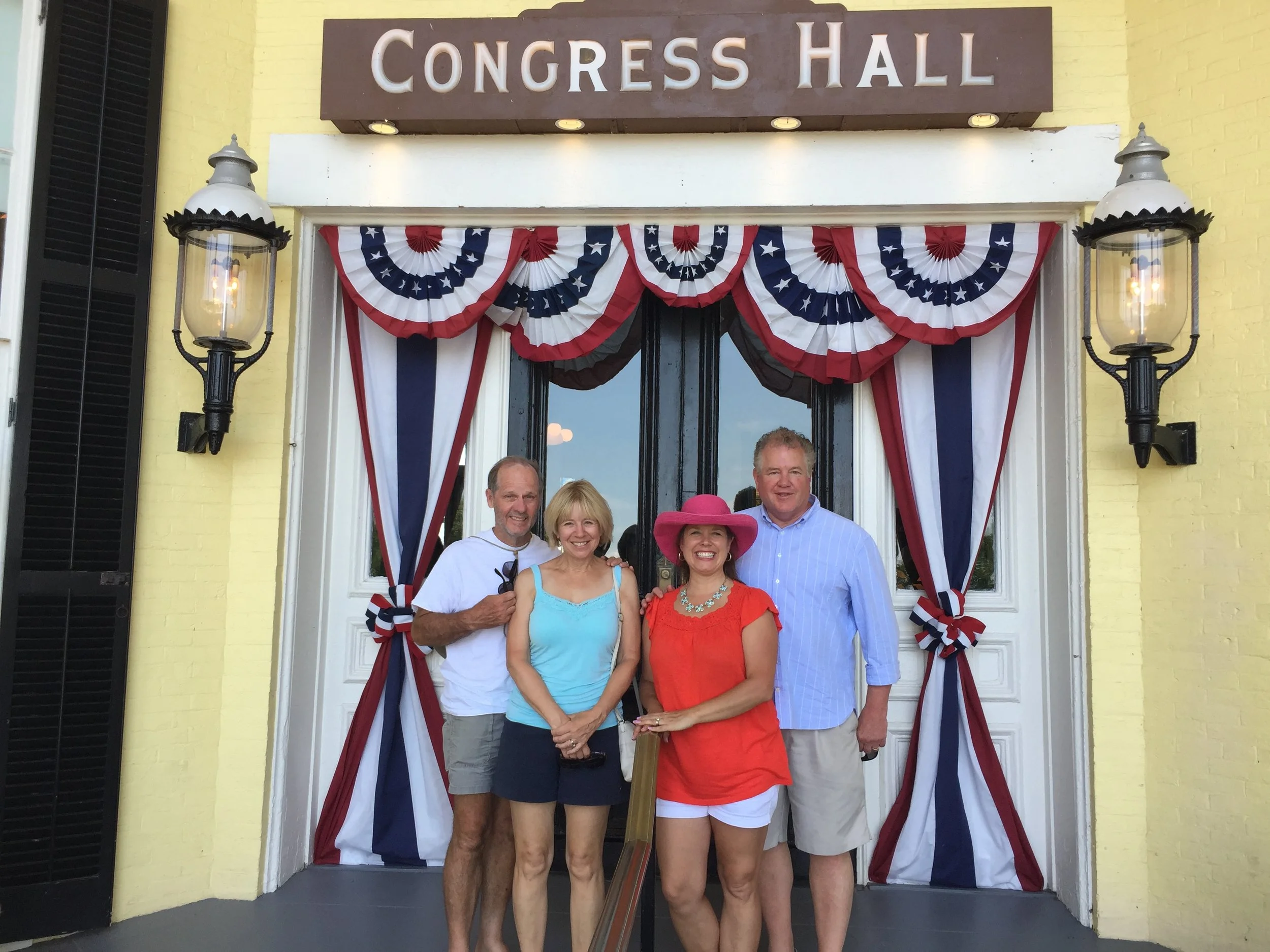  Posing with the Bannons in front of their digs. &nbsp;When Pat was a boy, he painted Congress Hall. &nbsp;Now he comes here to stay. 