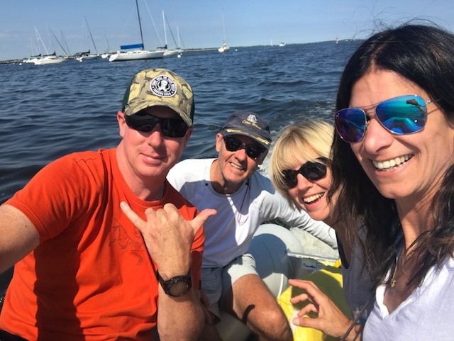  Tina and Chris in our dinghy. &nbsp;Lunch on Sirius. 