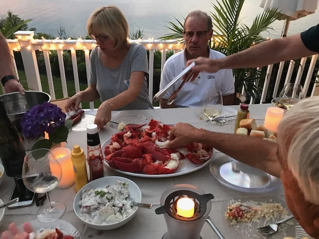  Yum, lobster dinner at sunset. 