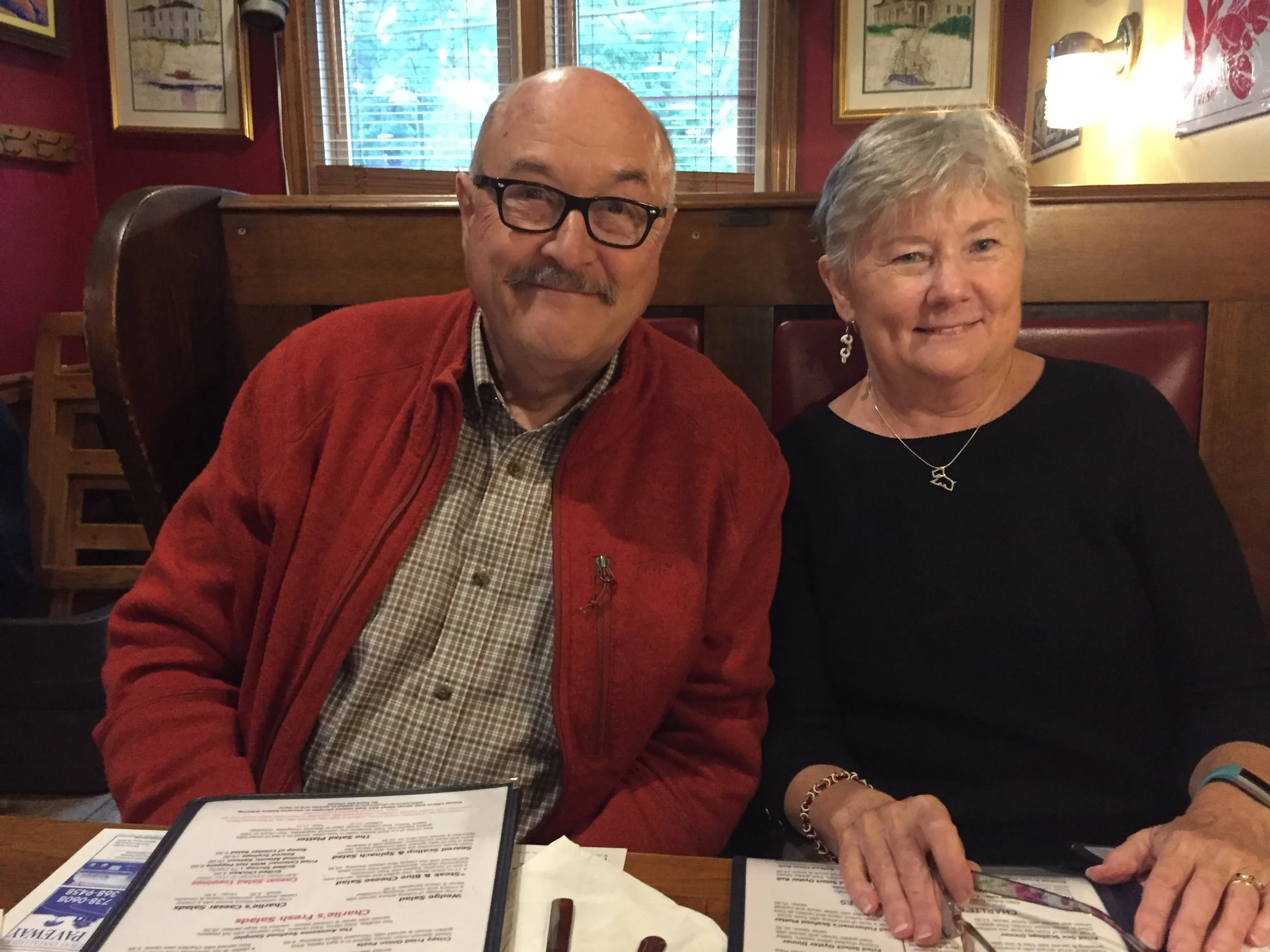  Marilyn and Andy taking us to dinner in Jamestown, RI. &nbsp;Thank you both! 