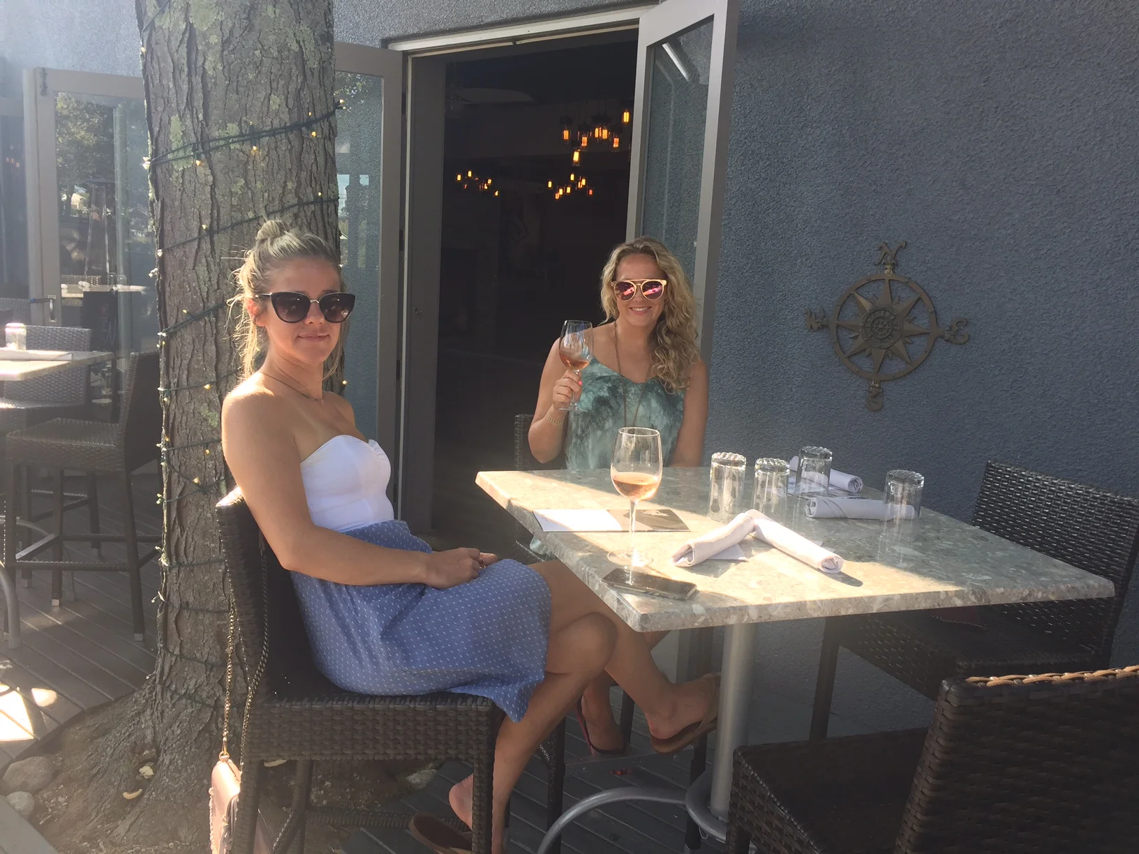  Girls having wine at Sag Harbor's Muse Restaurant. 