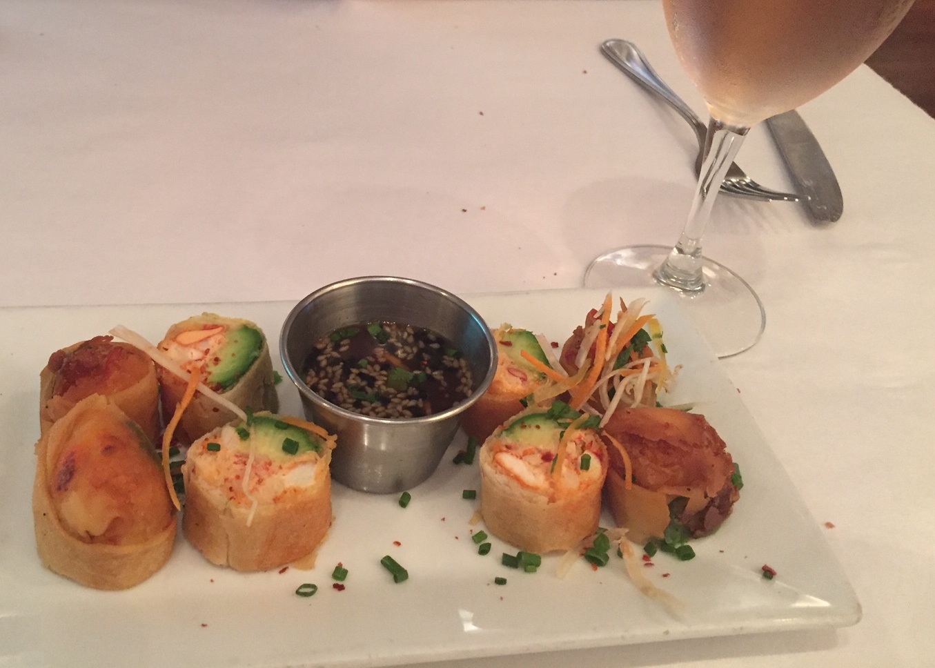  Lobster and avocado spring rolls. 