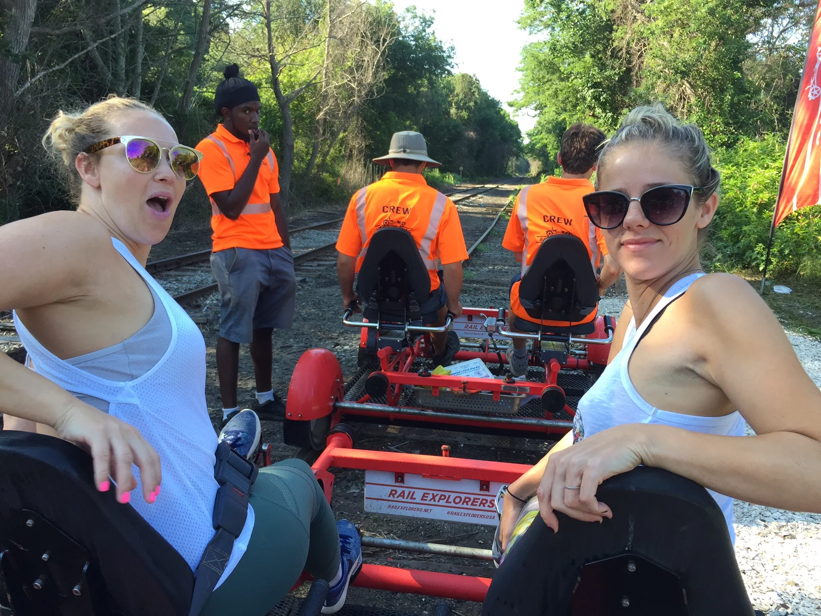  Jess and Linds on our rail bike. 