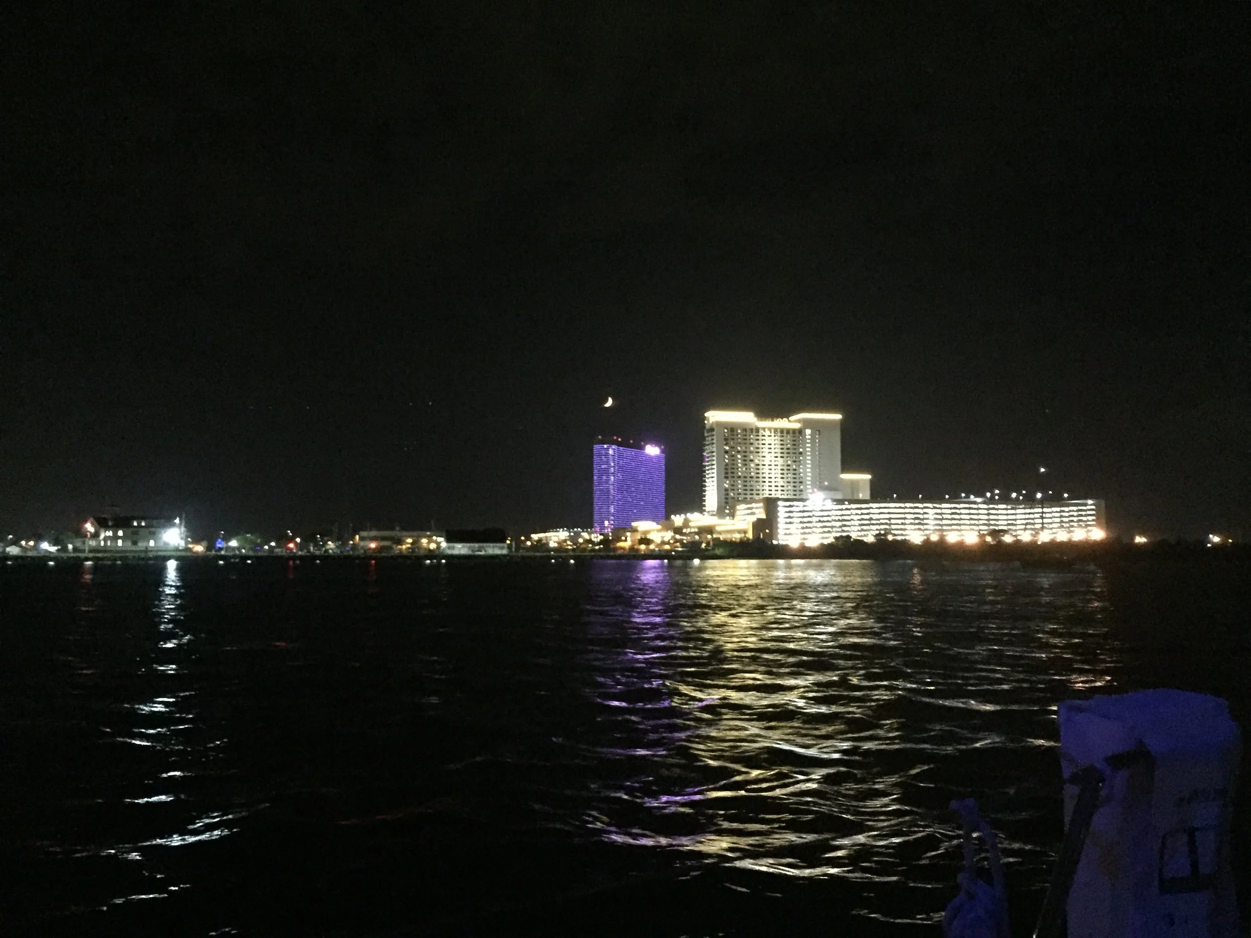  A casino lights up the sky. 