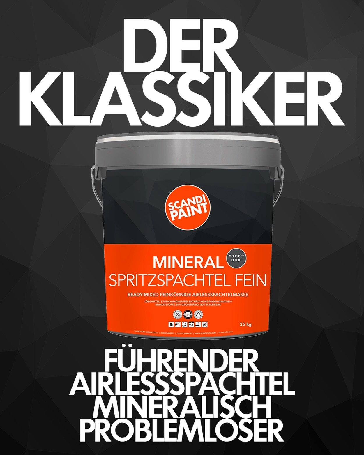 DER ALLROUND-KLASSIKER. 💎

Der SCANDIPAINT Spritzspachtel Fein ist mehr als ein Produkt &ndash; er ist eine Referenz.
Einer der meistverkauften Spritzspachtel in Nordeuropa. Ein echtes Premium-Original.

Mineralisch, feink&ouml;rnig, airlessg&auml;n