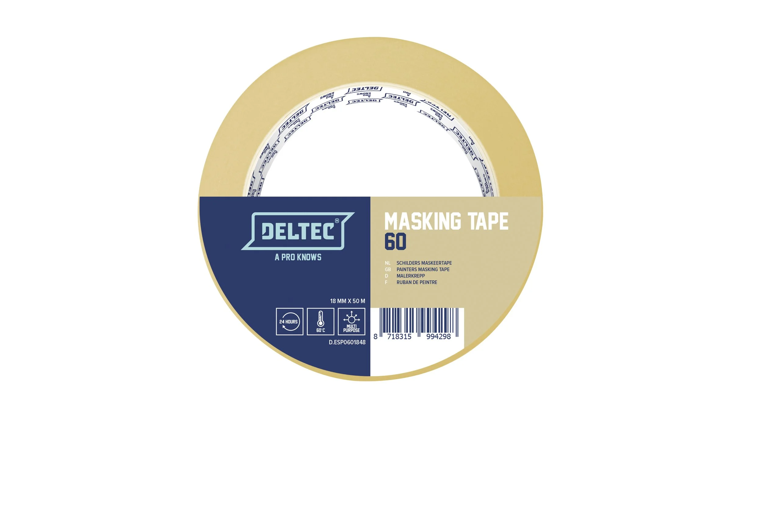 DELTEC maskeringstejp Masking Tape 60 30mm & 36mm (50m)