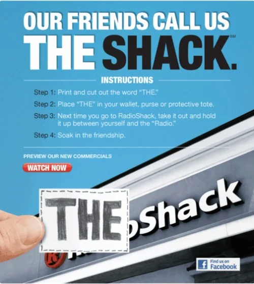 Radio Shack ad for "The Shack"