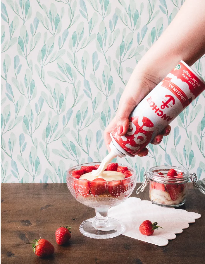 A really quick and easy Strawberry Trifle with whipped cream for a Tennis Party