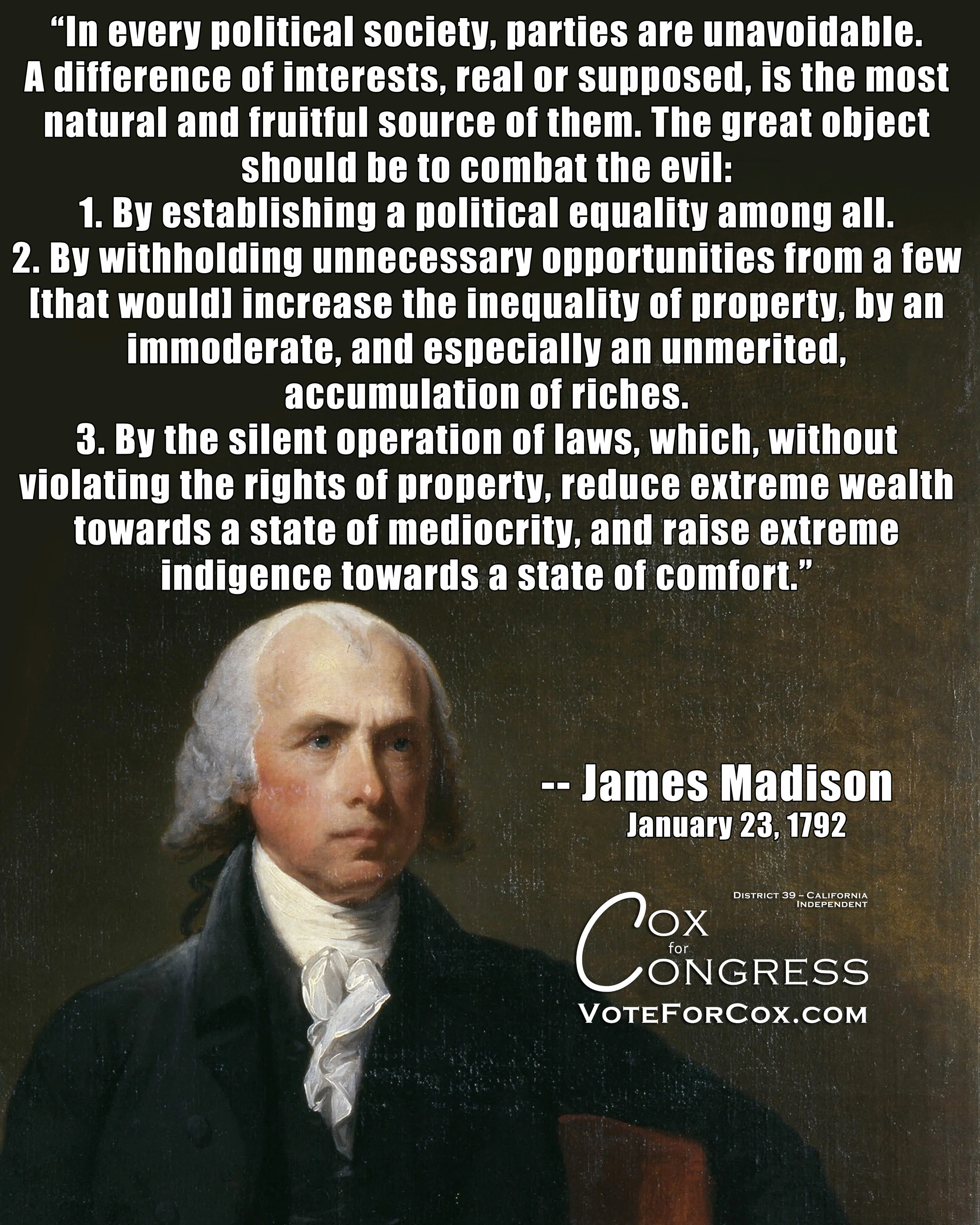 James Madison on the problem with political parties.