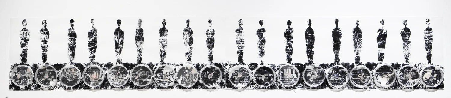 Emerge Mylar, fax machine carbon, petri dishes, agar, Halobacterium sp. NRC-1 6’ x 1’ 2012