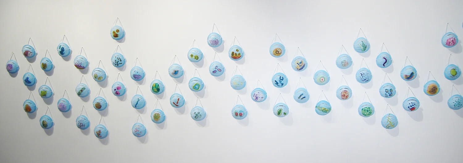 Miasma (detail) Gouache and 123 respiratory masks 27' x 4' x 3" 2006