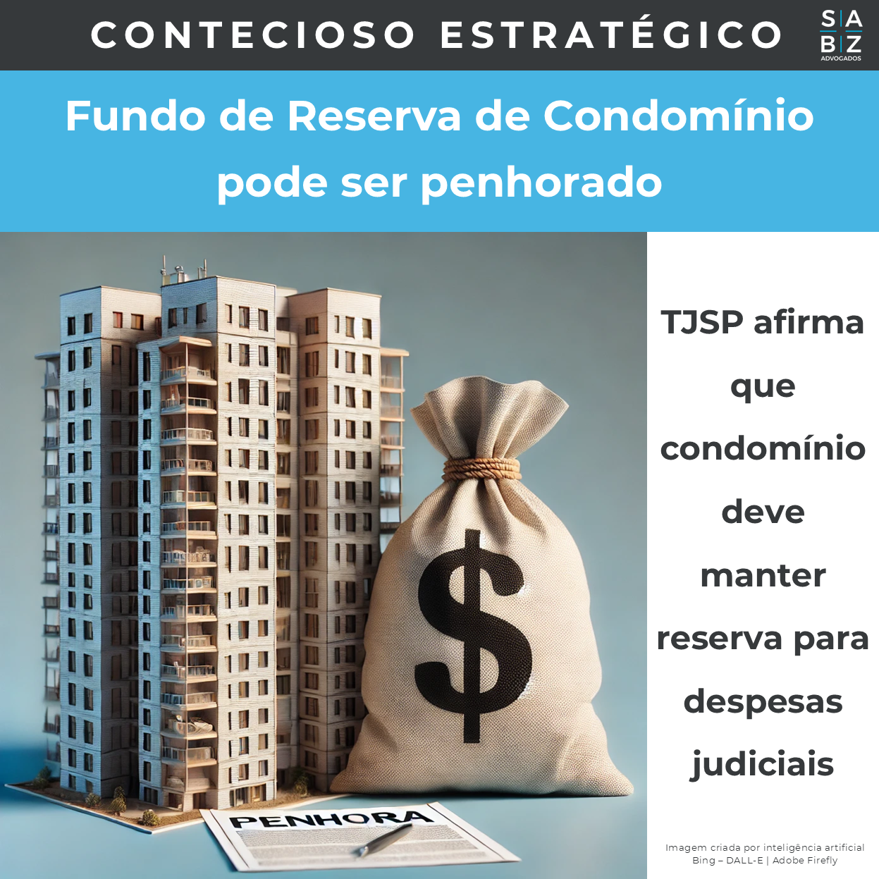 Contecioso Estratégico  - Fundo de Reserva de Condomínio pode ser penhorado
