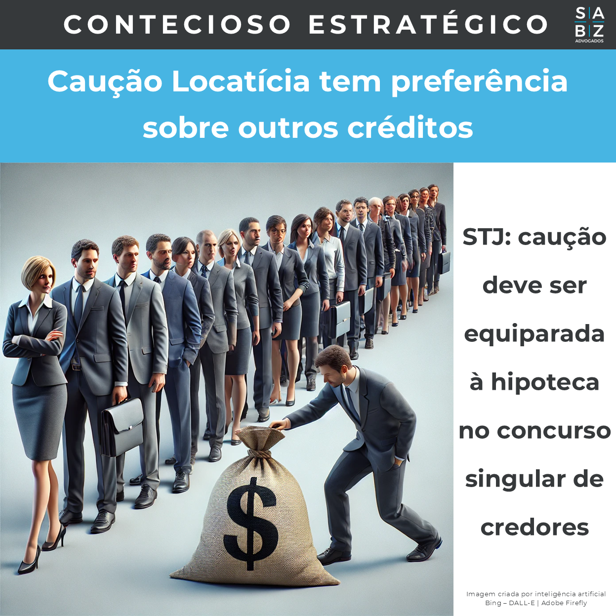 Contecioso Estratégico  - Caução Locatícia tem preferência sobre outros créditos