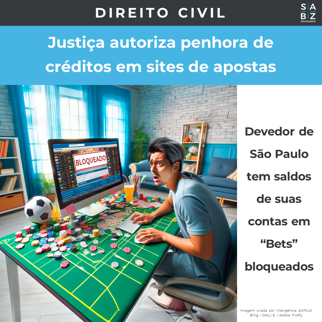 Direito Civil  - Justiça autoriza penhora de  créditos em sites de apostas