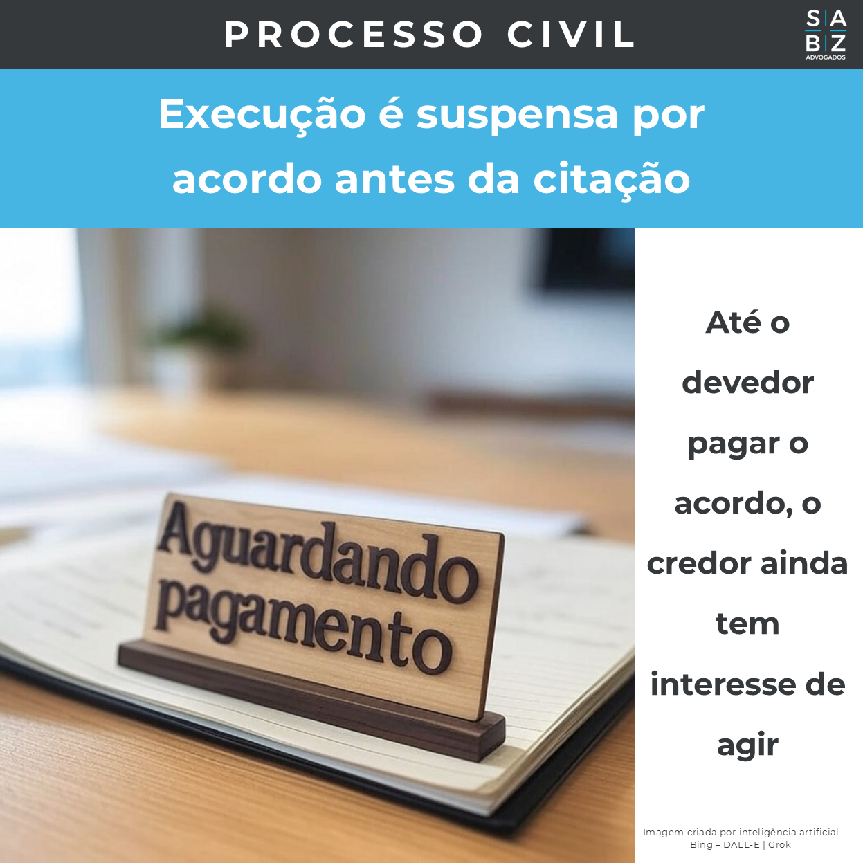 Processo Civil - Execução é suspensa por acordo antes da citação