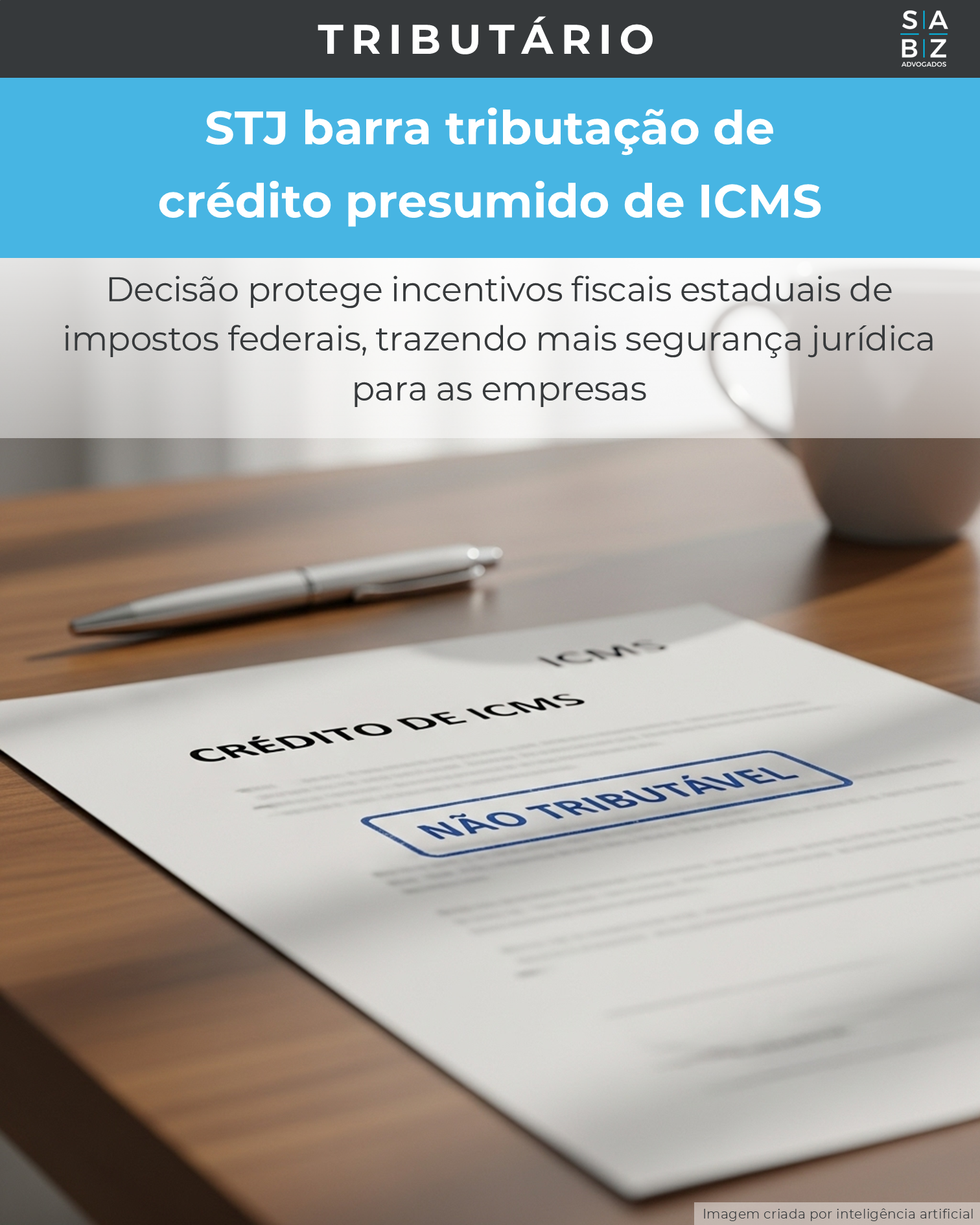 Tributário - STJ barra tributação de  crédito presumido de ICMS