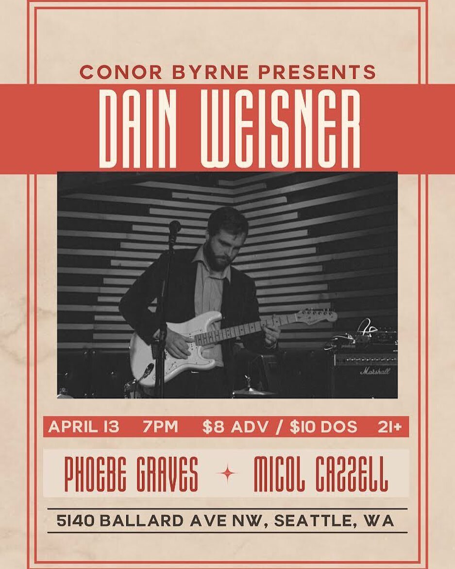 Mark your calendars, friends. I&rsquo;m emerging from my cave. Thursday, April 13th @conorbyrnepub with @dainweisner and @phoebegravesmusic Tickets in bio!