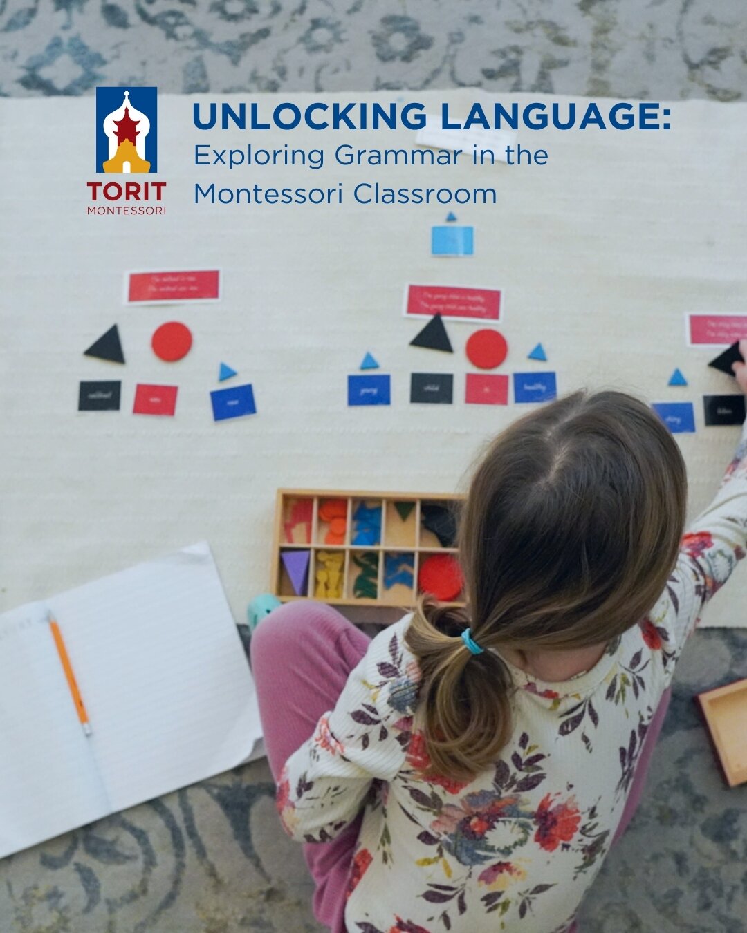 As students move from learning to read to analyzing sentences, the Montessori grammar symbols provide a concrete representation of abstract grammar concepts. Mastery of this material, and progression from basic sentence construction to complex gramma