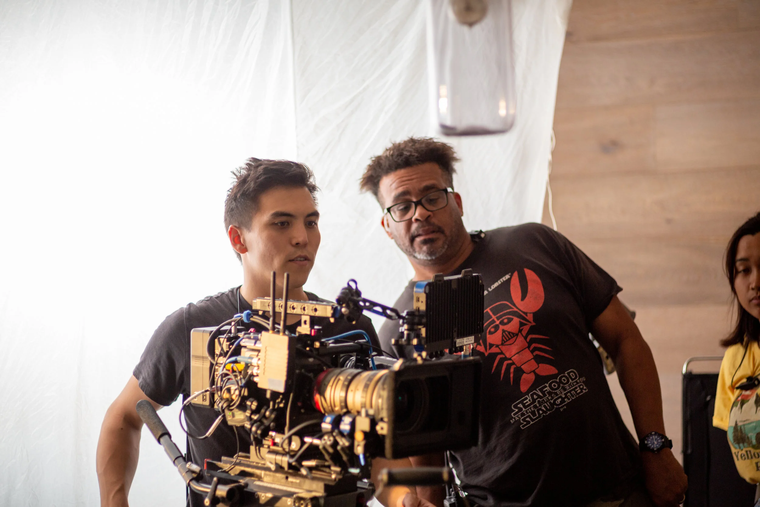 Skilled cameraman line up the next shot.