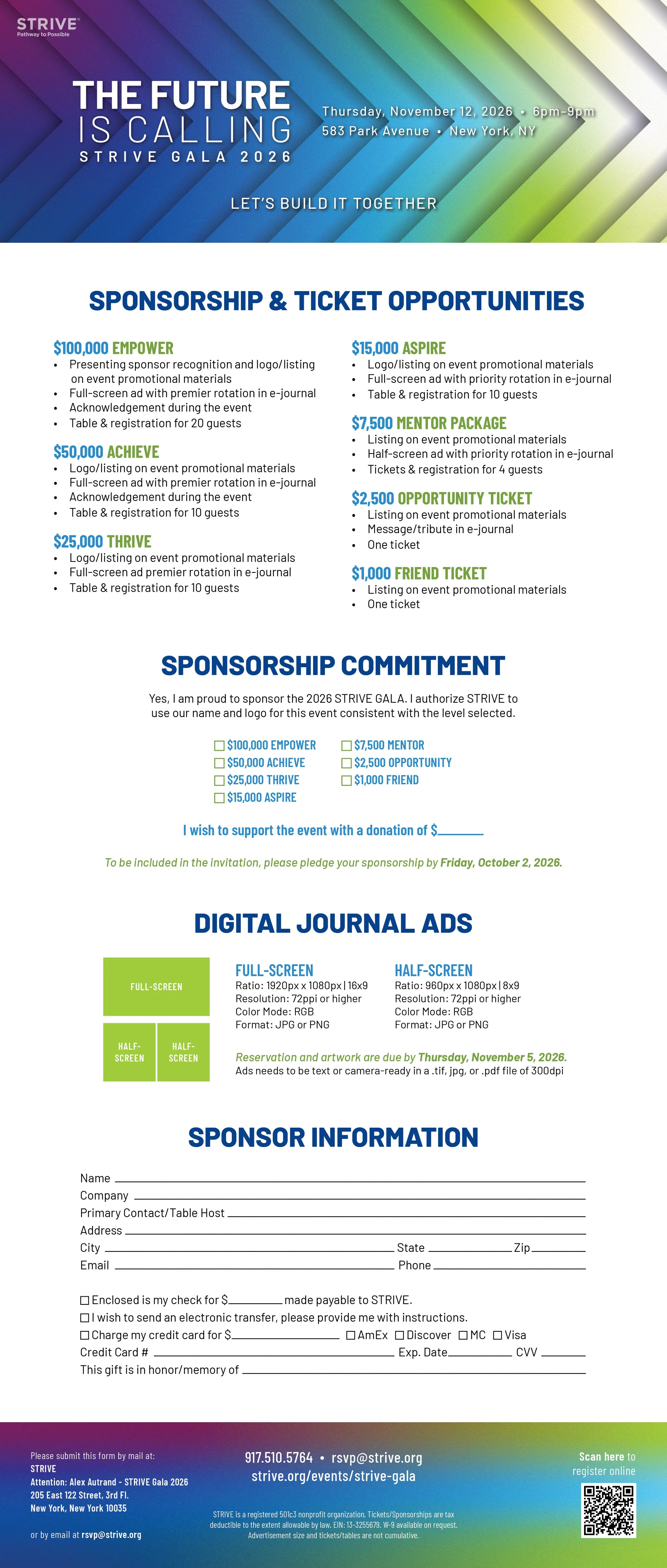 Preview of the STRIVE Gala 2026 sponsorship form