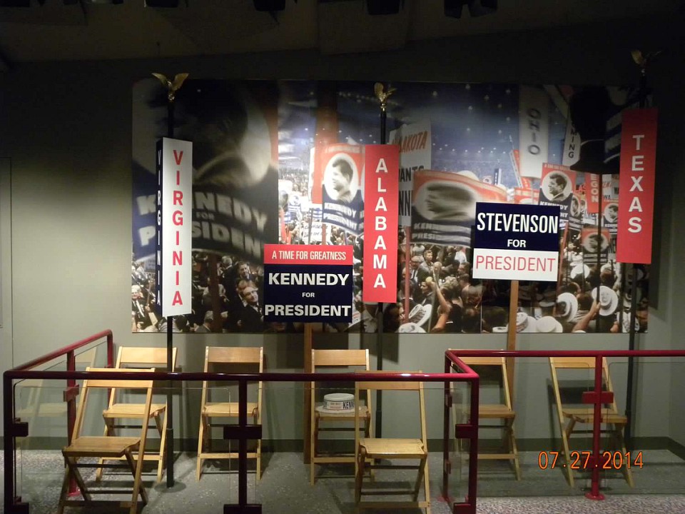 Campaign memorabilia on display at the JFK Library in Boston, Massachusetts