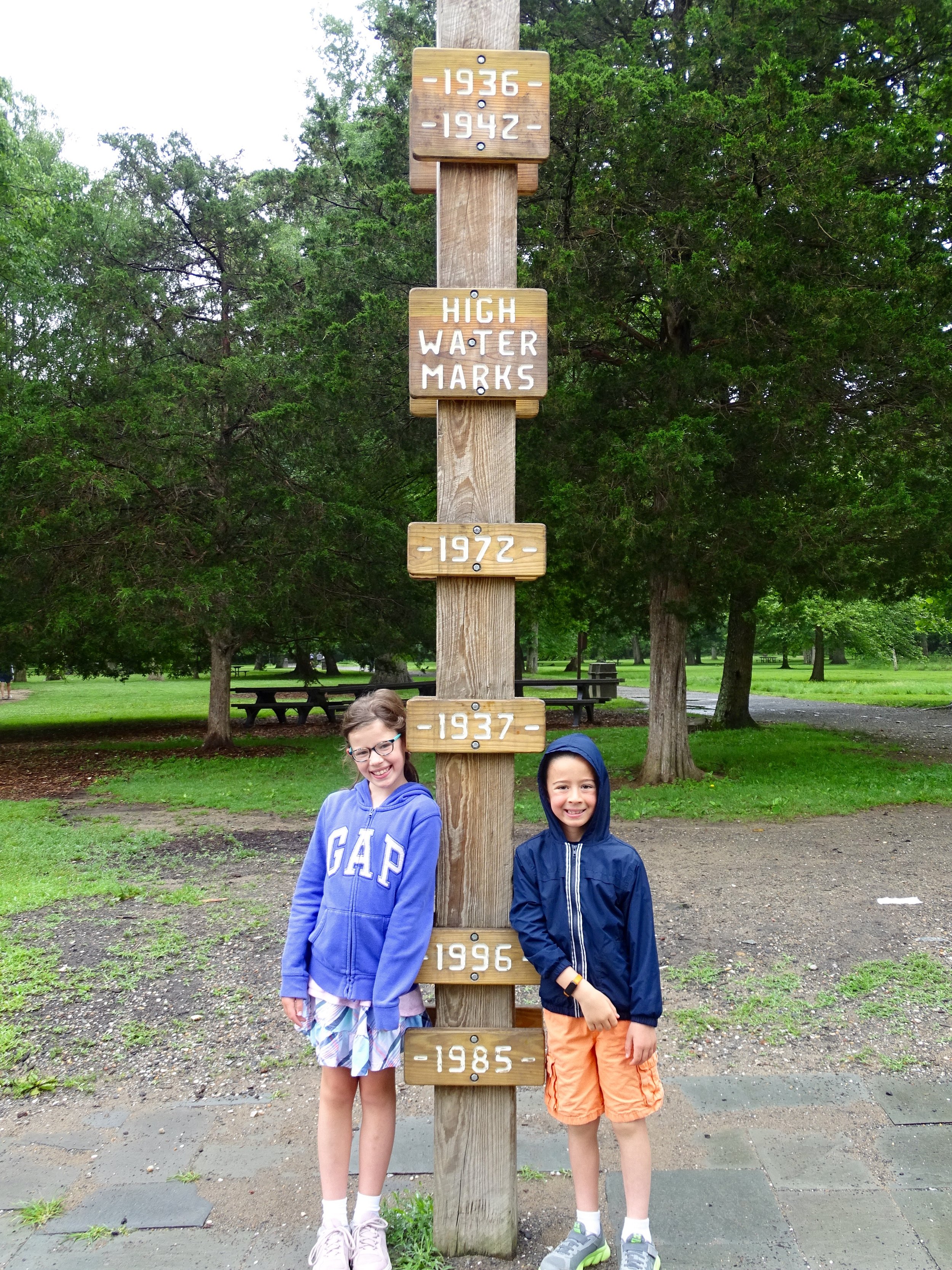 Measuring up against the flood markers- check out 1936!