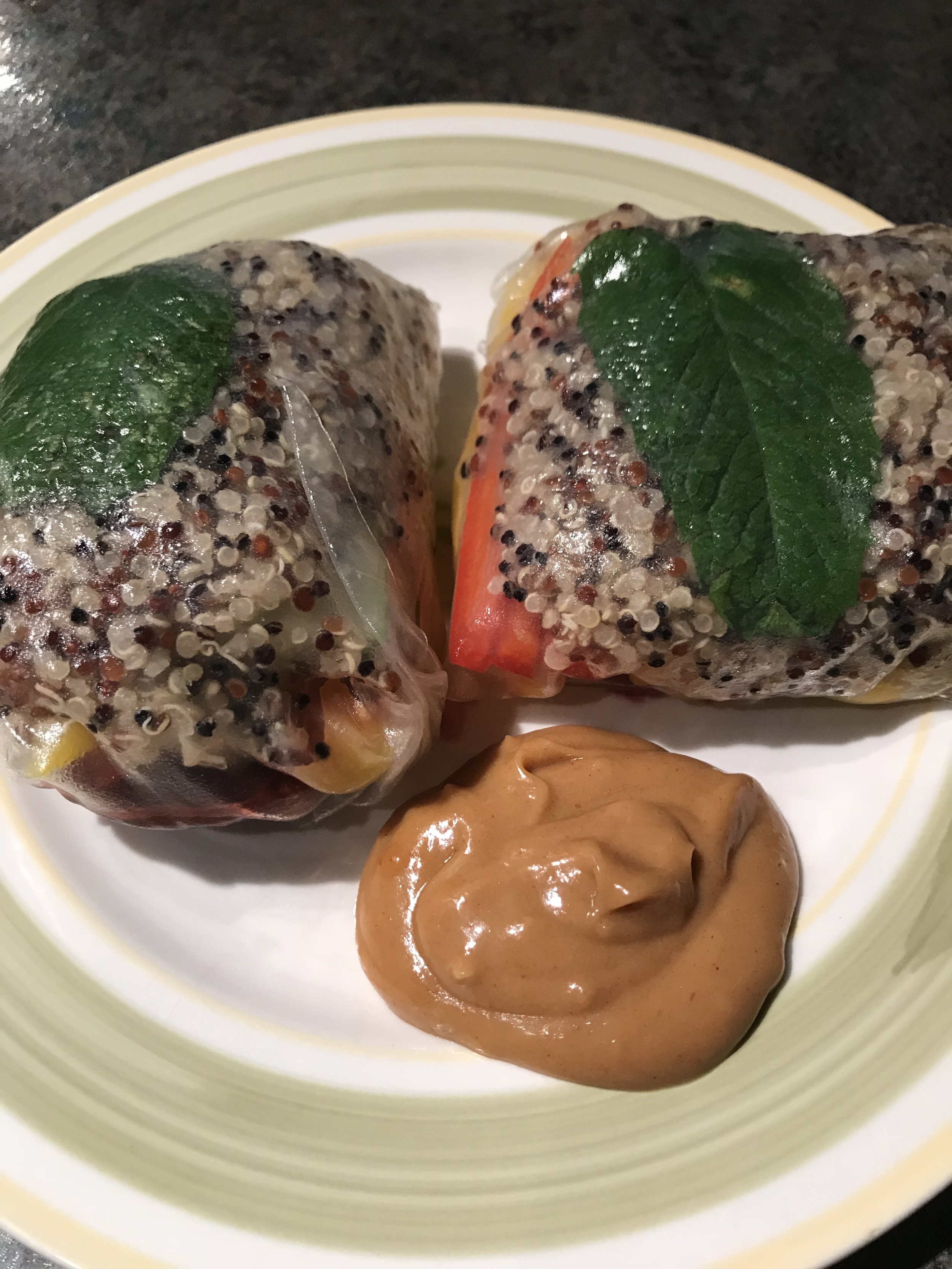 Vegetable Spring Rolls with Peanut Sauce
