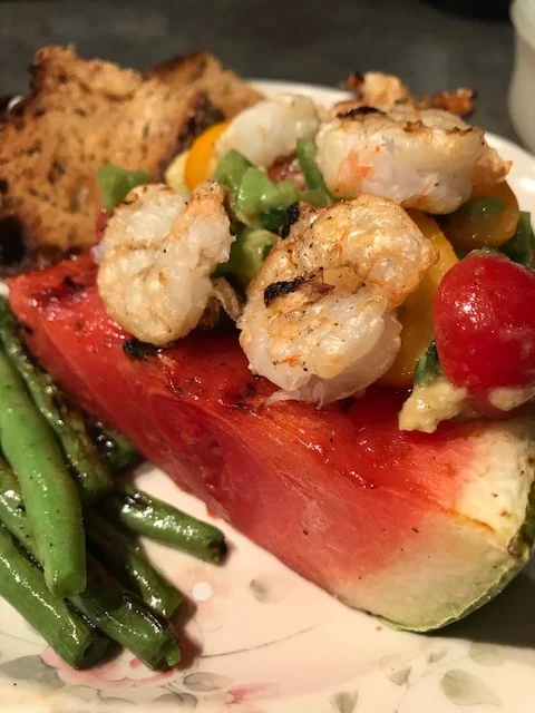 Grilled Shrimp and Watermelon with Summer Relish
