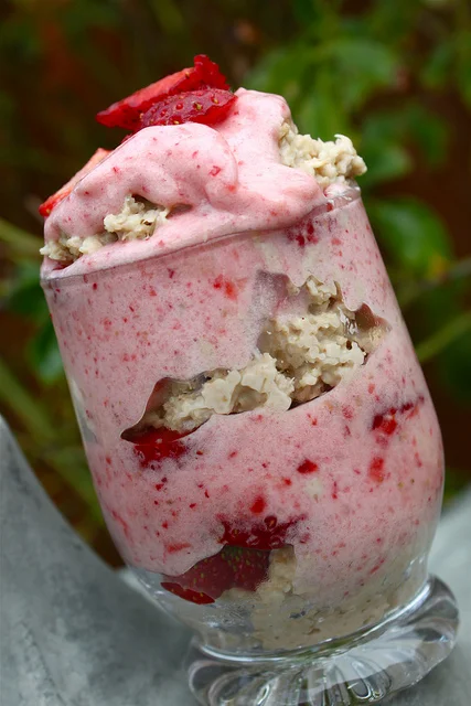 Peanut Butter Oatmeal and Strawberry Parfait