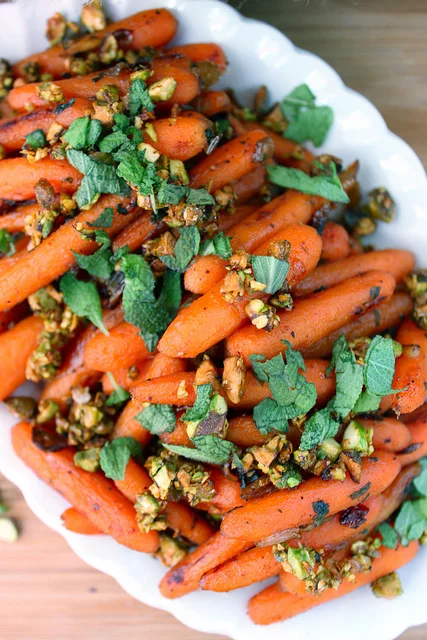 Maple Sage Glazed Carrots with Maple Toasted Pistachios