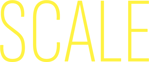 The word 'SCALE' written in large yellow letters on a dark background.
