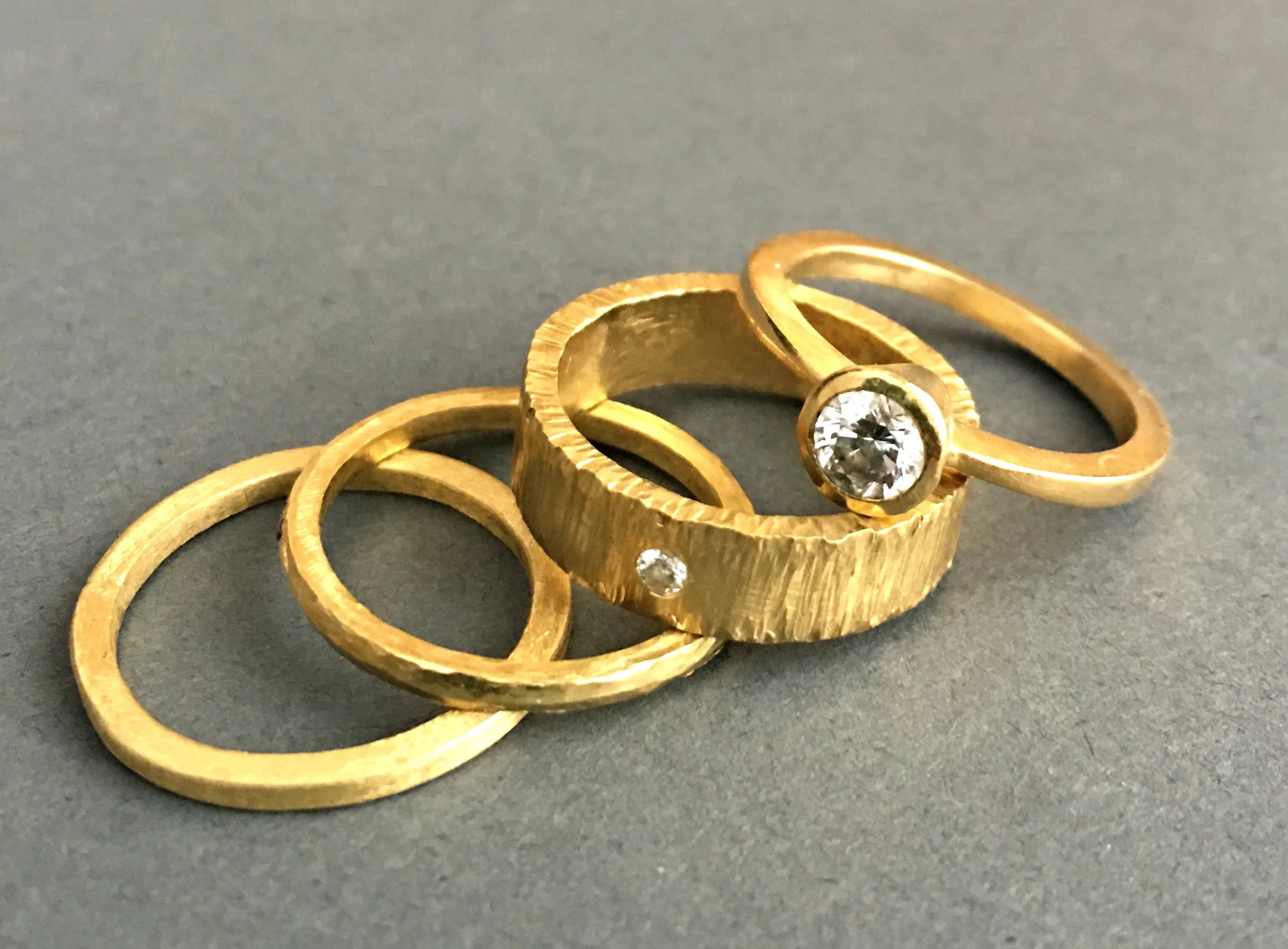 18K bands and diamonds